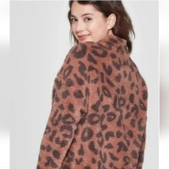 GRAYSON THREADS Leopard print sherpa/fleece pullover 1/4 zip jacket. Size XXL - Picture 2 of 13